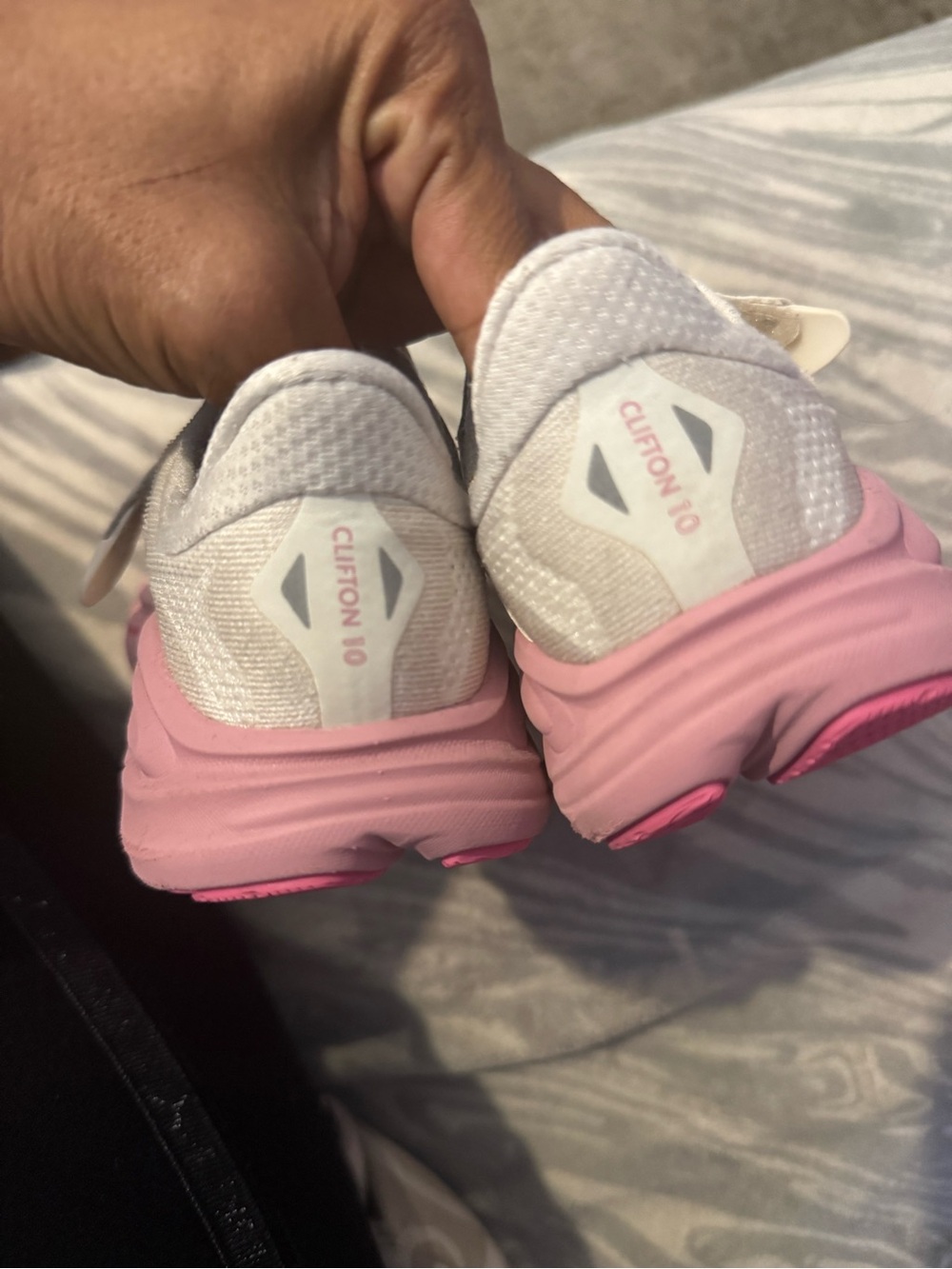 Hoka Kids White and Pink Athletic Sneakers - Picture 5 of 5